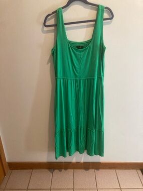 JASON WUSleeveless Emerald Green Scoop-Neck Tiered Dress
